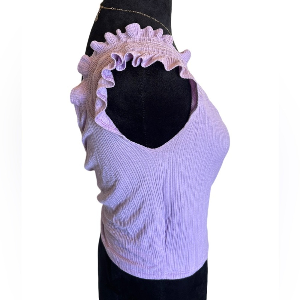 Billabong Woman’s Medium Purple Girls Like You Ruffle Sleeve Surplice Top - Picture 4 of 8